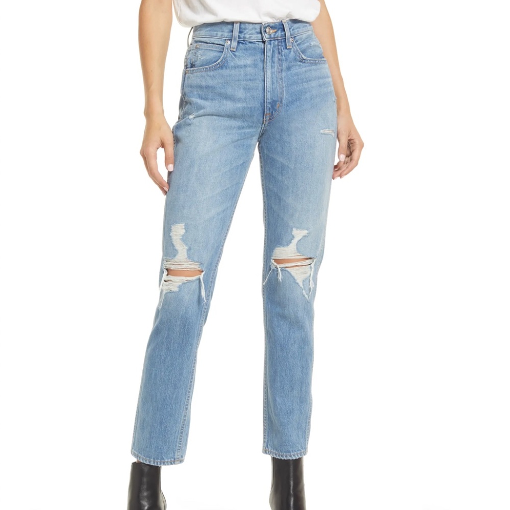 NWT $359 SLVRLAKE Women's Virginia High Waist Slim Straight Leg Jeans -size 29!